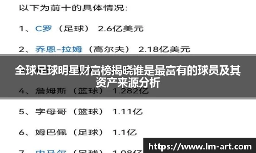 全球足球明星财富榜揭晓谁是最富有的球员及其资产来源分析
